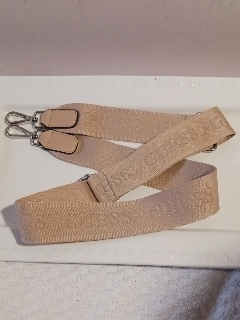 GUESS Logo Neutral Beige Replacement Hand Bags Strap Adjustable Shoulder Strap